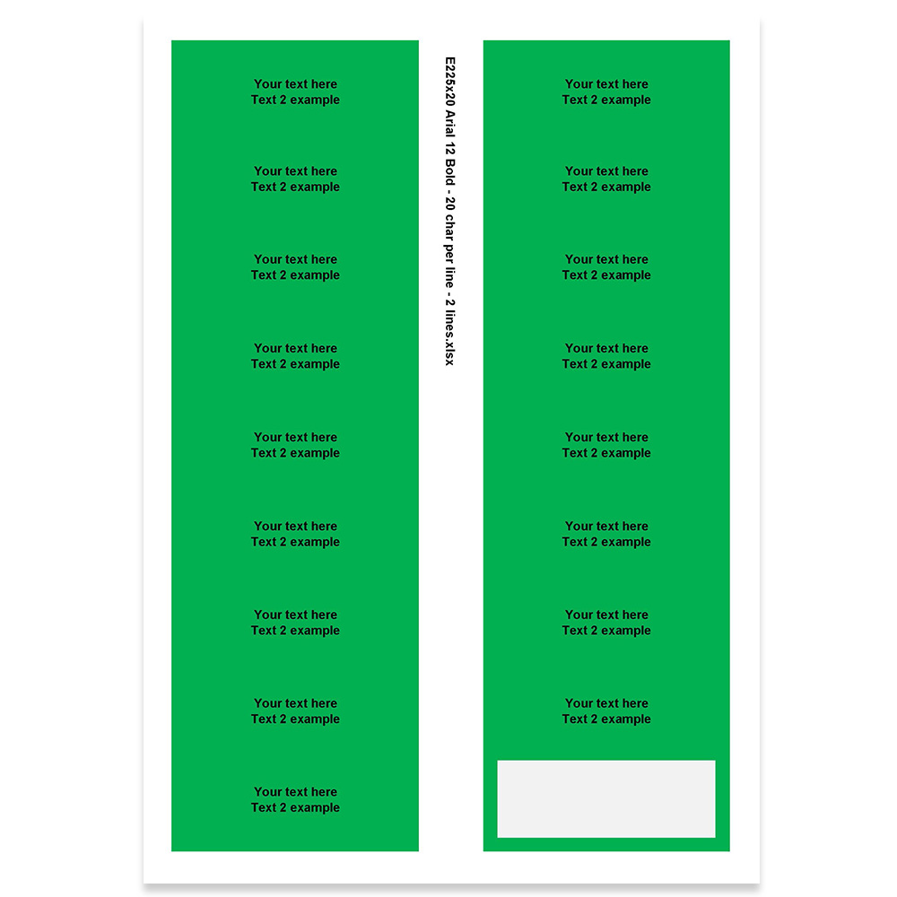 E225120 - 2 Zeilen, Arial 12 max. 2 x 20 Zeichen