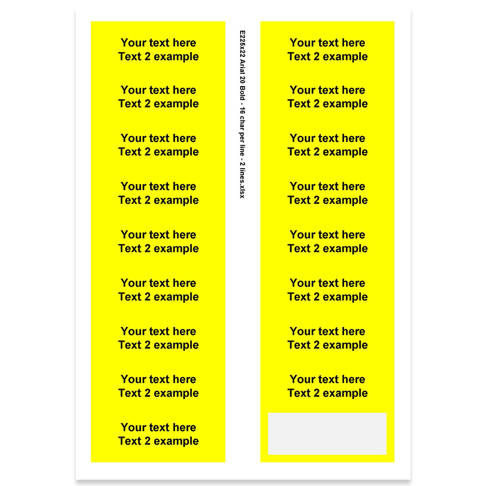 E225322 - 2 Zeilen, Arial 20 max. 2 x 16 Zeichen