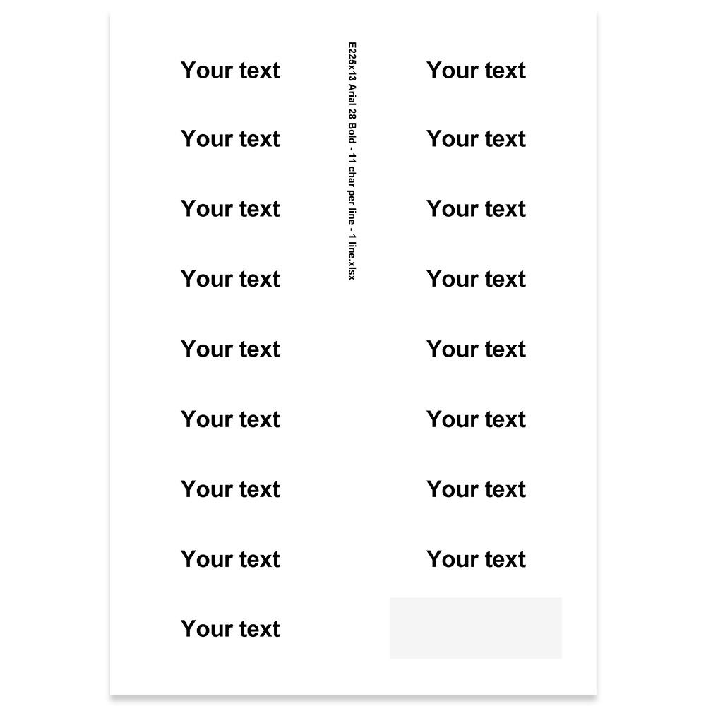 E225413 - 1 Zeile, Arial 28 max. 11 Zeichen
