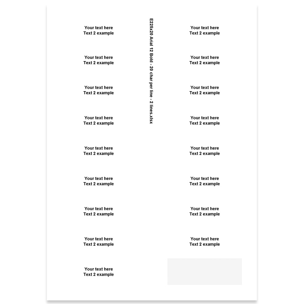 E225420 - 2 Zeilen, Arial 12 max. 2 x 20 Zeichen