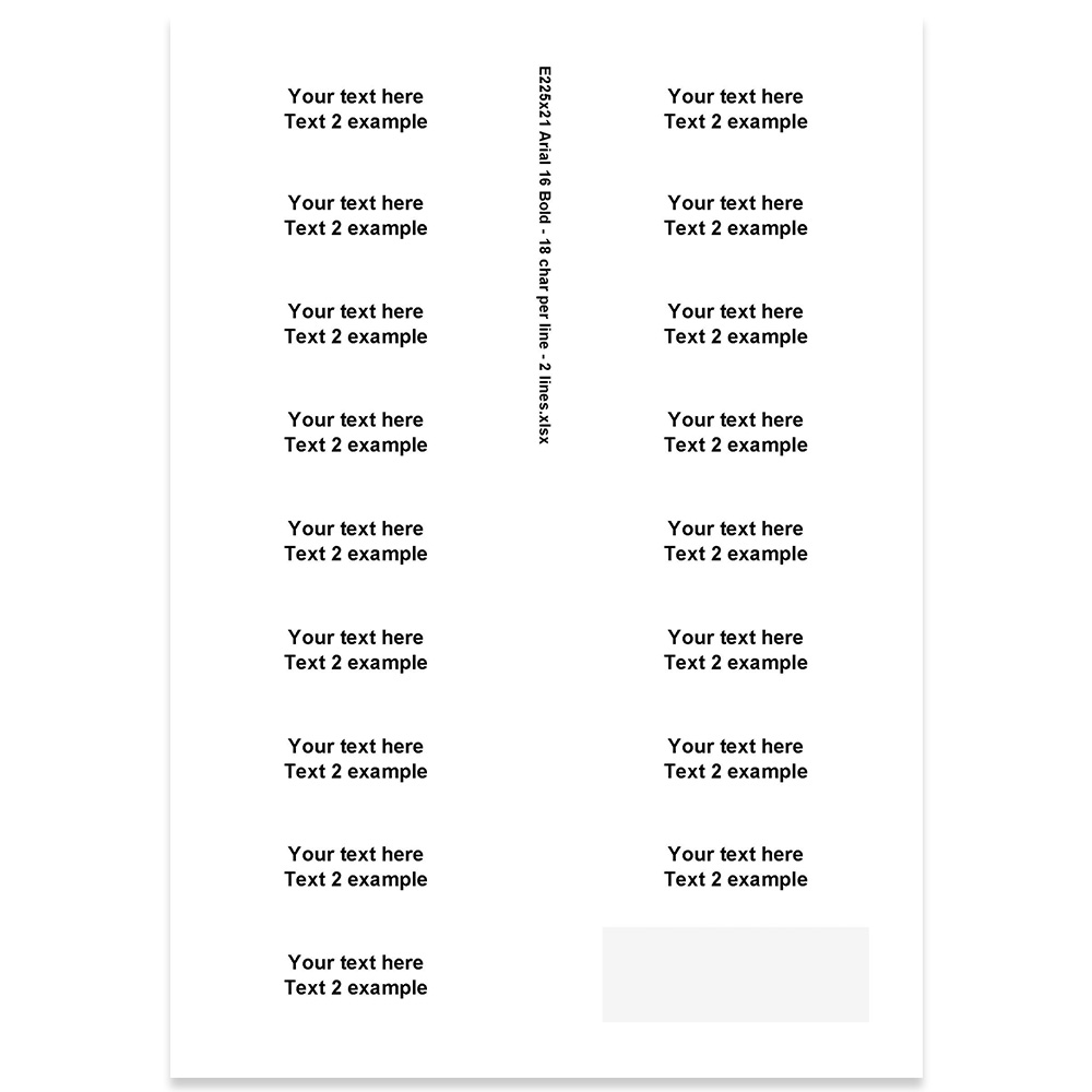 E225421 - 2 Zeilen, Arial 16 max. 2 x 18 Zeichen