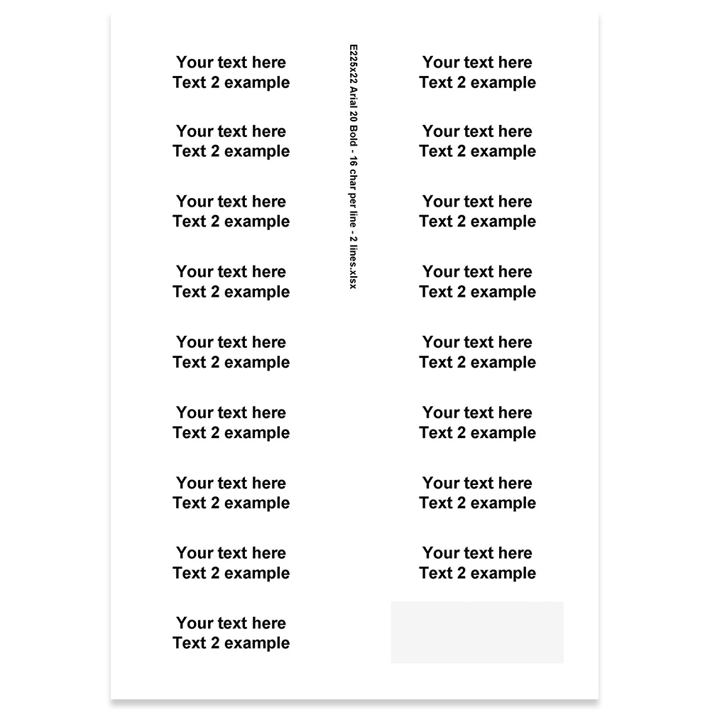 E225422 - 2 Zeilen, Arial 20 max. 2 x 16 Zeichen