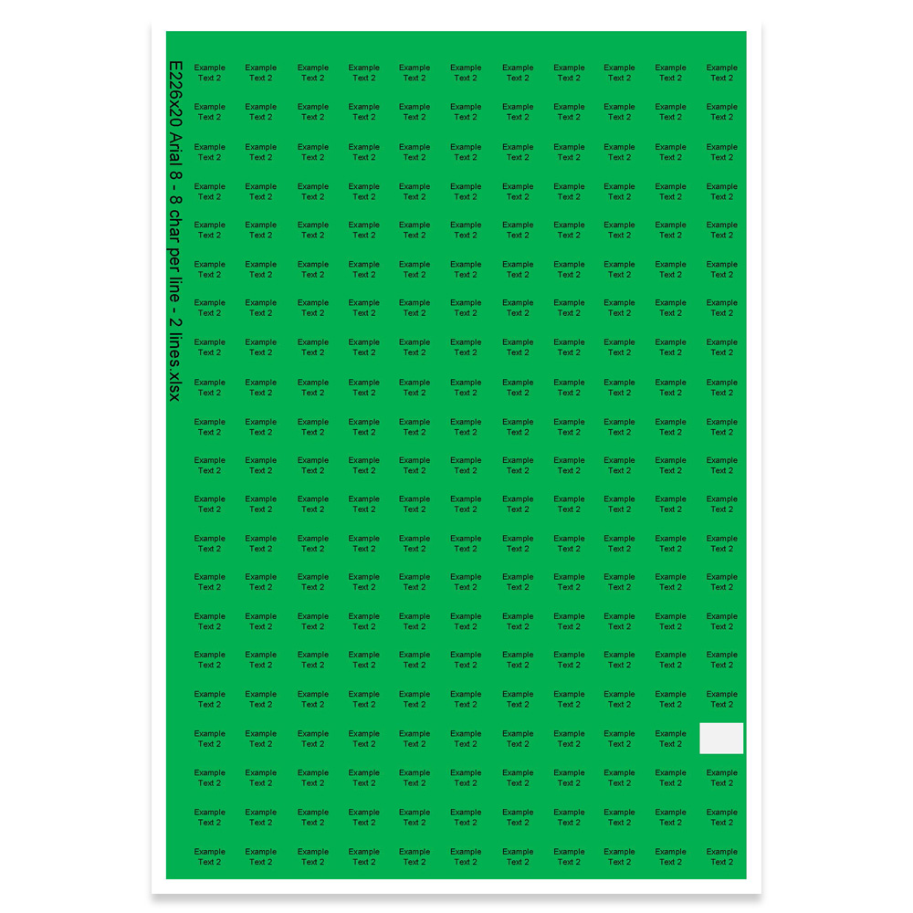 E226120 - 2 Zeilen, Arial 8 max. 2 x 8 Zeichen
